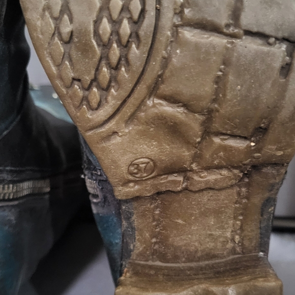 A.S.98 Black and Teal Heeled Boots - Picture 9 of 9